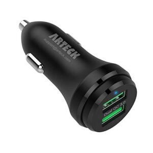 car charger, arteck 40w 2 quick charge 3.0 usb port adapter with dual qc 3.0, compatible iphone 14, 14 pro, iphone 13, 13 pro, 13 pro max, 13 mini, 12, 12 pro, 11, ipad, samsung galaxy note and more