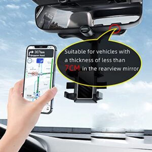 SNKINE 2022 New 360° Rotatable and Retractable Car Phone Holder, Multifunctional Universal Car Rearview Mirror Phone Holder GPS Navigation Mount for All Mobile Phones (Black)