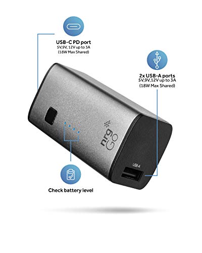 nrgGo Powerbank 5000 mAh Portable Charger, Mini Power Bank USB C, 18W PD Battery Pack 5000mAh, Battery Phone Charger for iPhone, Samsung and More