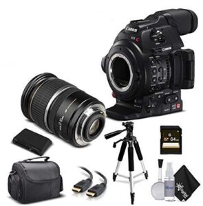 canon eos c100 mark ii with dual pixel cmos af 0202c002 & 17-55mm lens with memory card, case, tripod, starter bundle (renewed)