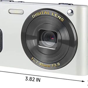 Digital Camera 18MP 2.7-Inch LCD Screen 8X Digital Zoom FHD 1080P Digital Camera Compact Camera Students Boys Girls Gift Support Connect to Computer Print (White)