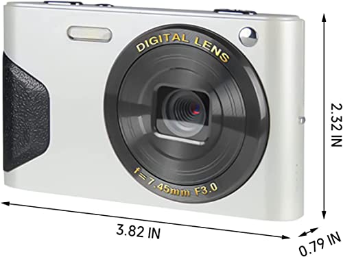 Digital Camera 18MP 2.7-Inch LCD Screen 8X Digital Zoom FHD 1080P Digital Camera Compact Camera Students Boys Girls Gift Support Connect to Computer Print (White)