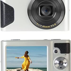 Digital Camera 18MP 2.7-Inch LCD Screen 8X Digital Zoom FHD 1080P Digital Camera Compact Camera Students Boys Girls Gift Support Connect to Computer Print (White)