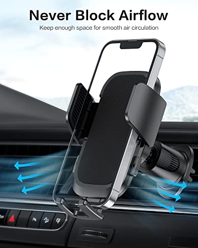 OMOTON Car Phone Holder Mount for Car Air Vent [Metal Clip], Cell Phone Holder Car Hands Free Cradle in Automobile, 360° Adjustable Cellphone Vent Clamp Fit for iPhone 14 13, All Smartphones, Black