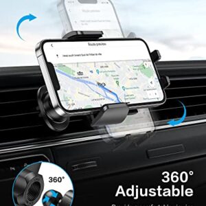 OMOTON Car Phone Holder Mount for Car Air Vent [Metal Clip], Cell Phone Holder Car Hands Free Cradle in Automobile, 360° Adjustable Cellphone Vent Clamp Fit for iPhone 14 13, All Smartphones, Black