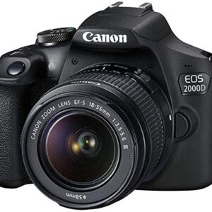 Canon EOS 2000D Rebel T7 Kit with EF-S 18-55mm f/3.5-5.6 III Lens + Accessory Bundle Model Electronics Cloth (Renewed) Black