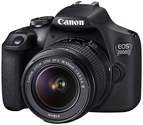Canon EOS 2000D Rebel T7 Kit with EF-S 18-55mm f/3.5-5.6 III Lens + Accessory Bundle Model Electronics Cloth (Renewed) Black