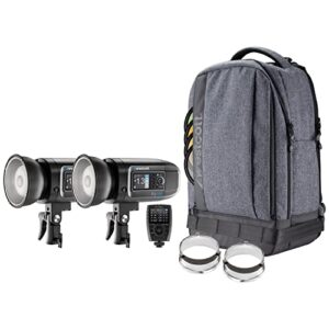 westcott fj400 strobe 2-light backpack kit with fj-x3 m universal wireless trigger compatible with most camera brands – 400ws ttl hss ac/dc powered 480+ full power flashes (us/ca plug)