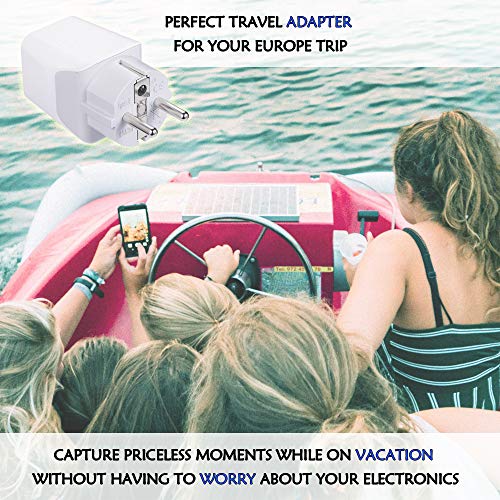 Ceptics Schuko, Germany, France, Spain Travel Adapter Plug with Dual USB - Usa Input Type E/F - Ultra Compact Perfect for Cell Phones, Laptop, Camera Chargers, iWatch, iPad, iPhone and More (CTU-9)