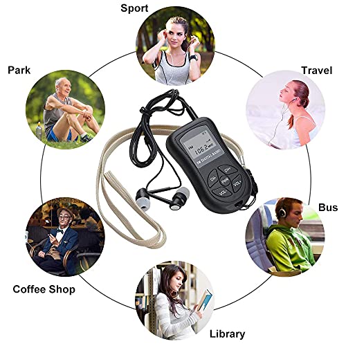 Personal FM Walkman Radio, Mini Digital Tuning Portable Radio, LCD Display & Earphone Tuning Superior Reception Walkman Radio 60-108MHz