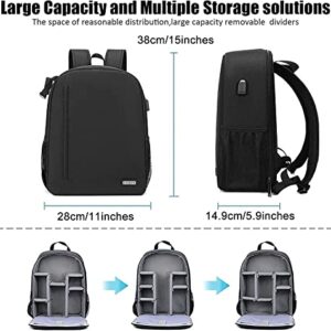 CADeN Camera Backpack Bag for DSLR/SLR Mirrorless Camera Waterproof with 14 inch Laptop Compartment, USB Charging Port, Tripod Holder, Rain Cover, Camera Case Compatible for Sony Canon Nikon Black S