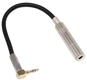 aaotokk 90 degree 1/8 to 1/4 stereo adapter cable, trs 90 degree 3.5mm male to 6.35mm female stereo audio adapter for amplifiers, guitar,home theater devices,laptop etc.(9inch/24cm）