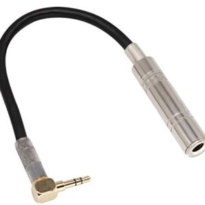 AAOTOKK 90 Degree 1/8 to 1/4 Stereo Adapter Cable, TRS 90 Degree 3.5mm Male to 6.35mm Female Stereo Audio Adapter for Amplifiers, Guitar,Home Theater Devices,Laptop etc.(9inch/24cm）