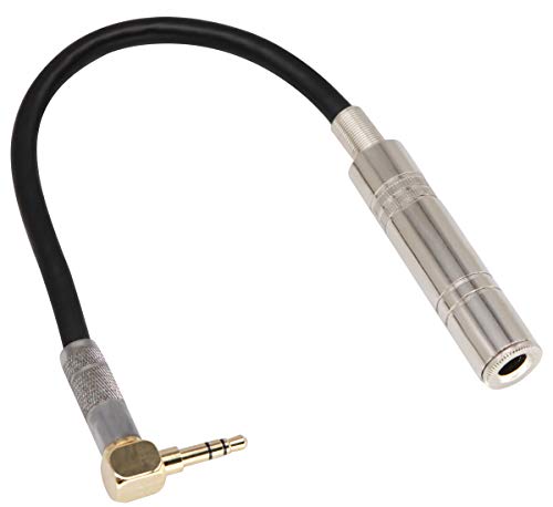 AAOTOKK 90 Degree 1/8 to 1/4 Stereo Adapter Cable, TRS 90 Degree 3.5mm Male to 6.35mm Female Stereo Audio Adapter for Amplifiers, Guitar,Home Theater Devices,Laptop etc.(9inch/24cm）