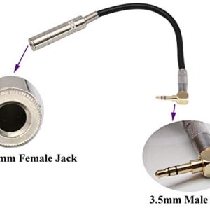 AAOTOKK 90 Degree 1/8 to 1/4 Stereo Adapter Cable, TRS 90 Degree 3.5mm Male to 6.35mm Female Stereo Audio Adapter for Amplifiers, Guitar,Home Theater Devices,Laptop etc.(9inch/24cm）