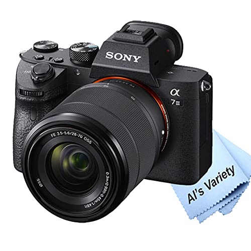 Sony intl Alpha a7 III Mirrorless Digital Camera with 28-70mm Lens, 32GB Card, Tripod, Case, and More (18pc Bundle) (Renewed) Black