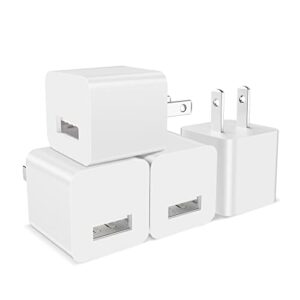 usb wall charger block 4pack 5v 1a cube usb plug power charging adapter brick for apple iphone xs max xr 8 plus ipad cell phone box
