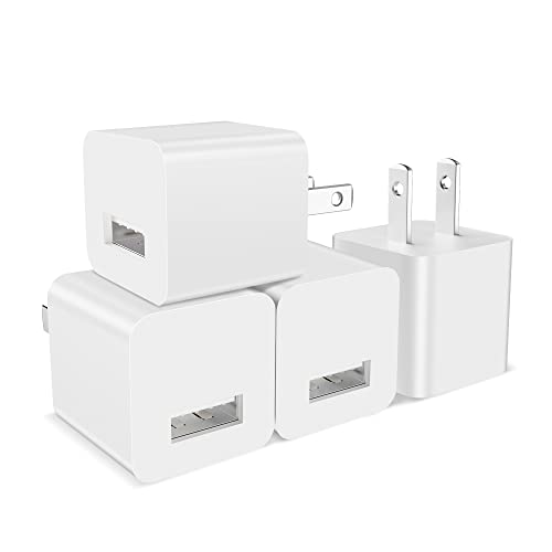 USB Wall Charger Block 4Pack 5V 1A Cube USB Plug Power Charging Adapter Brick for Apple iPhone Xs Max XR 8 Plus IPad Cell Phone Box