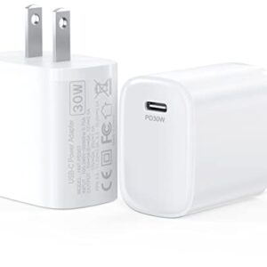 30W USB C Fast Charger, 2-Pack USB-C Power Adapter PD 3.0 GaN Wall Plug for iPhone 14/14 Pro/14 Pro Max/14 Plus/13 Pro/13 Pro Max, Galaxy, iPad Pro Mini, MacBook Air, Samsung Galaxy S22 & More