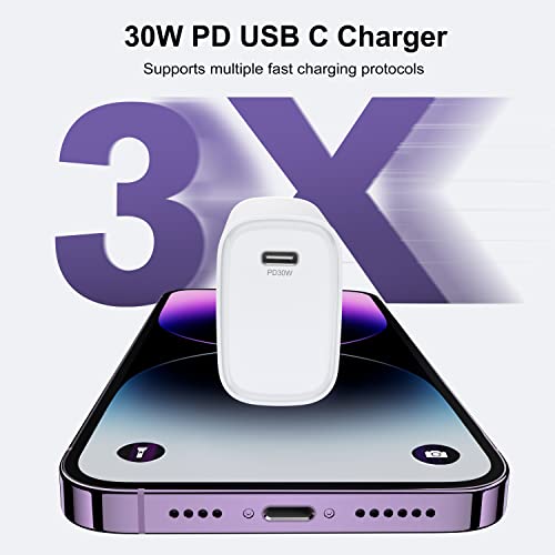 30W USB C Fast Charger, 2-Pack USB-C Power Adapter PD 3.0 GaN Wall Plug for iPhone 14/14 Pro/14 Pro Max/14 Plus/13 Pro/13 Pro Max, Galaxy, iPad Pro Mini, MacBook Air, Samsung Galaxy S22 & More