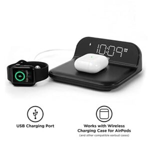 iHome Alarm Clock with Wireless Charging, iPhone Charger and Samsung Charger with USB Charger for Apple and Android Devices