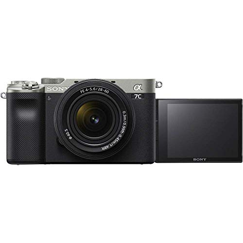 Sony Alpha a7C Mirrorless Digital Camera with 28-60mm Lens (Silver) ILCE7CL/S + 64GB Memory Card + 2 x NP-FZ-100 Battery + Corel Photo Software + Case + External Charger + Card Reader + More (Renewed)