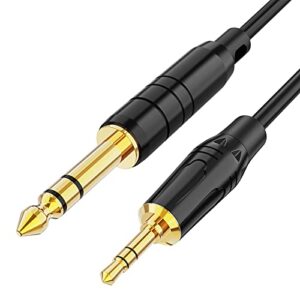 cablecreation gold plated 3.5mm 1/8″ male stereo to 6.35mm 1/4″ male stereo audio cable, 2 meters/black