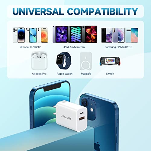 USB C Wall Charger Block, Ubmixel for Apple Watch Charger Block, Compatibel for Apple Watch Series 8 7, 20w Fast Speed PD Watch Charger Adapter with Micro Plug Cube New i Phone 12 13 14 Pro Max