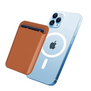 magnetic card wallet holder with magsafe for iphone 14 pro max/14 plus/14 pro/14, for iphone 13 pro max/13 pro/13/13 mini, for iphone 12/12 pro/12 max/12 mini,goldenbrown