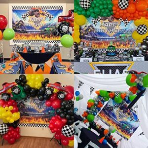 Seasonwood Cartoon Monster Truck Birthday Party Supplies Background Monster Machines Childrens Birthday Party Photo Backdrop Background Baby Shower Photography Banner Decoration 7X5F