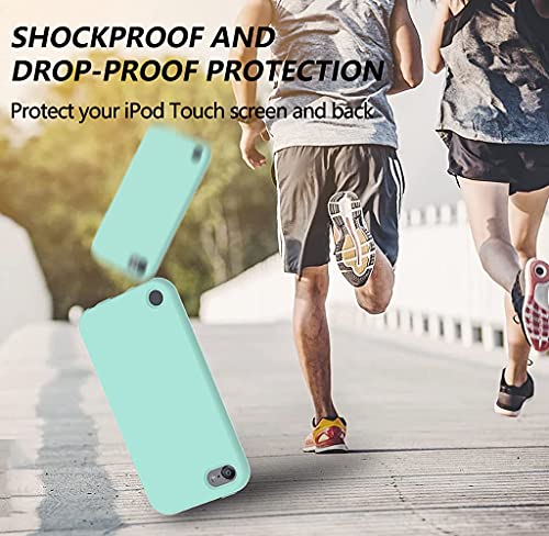 iPod Touch 7th/6th/5th Generation Case, iPod Touch case, Shockproof Silicone Case [with Built in Screen Protector] Full Body Heavy Duty Rugged Defender Cover Case for iPod Touch 7/6/5 (Green)