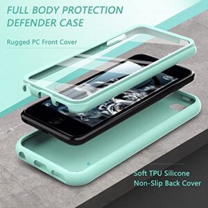 iPod Touch 7th/6th/5th Generation Case, iPod Touch case, Shockproof Silicone Case [with Built in Screen Protector] Full Body Heavy Duty Rugged Defender Cover Case for iPod Touch 7/6/5 (Green)