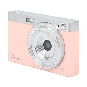 4k digital camera, 16x zoom 50mp af autofocus vlogging camera, 2.88in ips hd mirrorless camera with battery, led fill light portable mini compact camera for macro shooting, teens, students(pink)