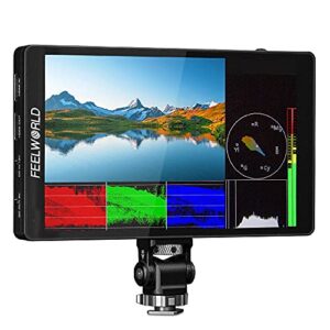 feelworld f7 pro 7 inch touch screen dslr camera field monitor with 3d lut hdr waveform f970 external power install kit 1920×1200 4k 60hz hdmi input output 8.4v dc output 5v type-c input mini hot shoe