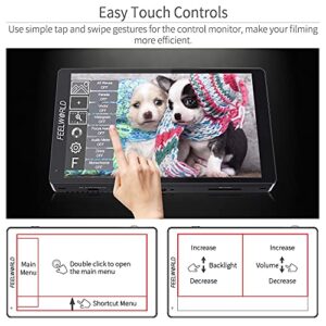 FEELWORLD F7 PRO 7 Inch Touch Screen DSLR Camera Field Monitor with 3D Lut HDR Waveform F970 External Power Install Kit 1920x1200 4K 60Hz HDMI Input Output 8.4V DC Output 5V Type-c Input Mini Hot Shoe