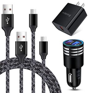 android fast charger for samsung galaxy s7 s6 edge a10 a6 j8 j7 j5 j3 j2 note 5,lg stylo 3 2 k40 k30 k20,moto e7 e6 e5 g5,kindle fire,quick charge 3.0 wall charger car adapter+3ft 6ft micro usb cable