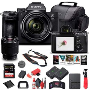 sony alpha a7 iii mirrorless digital camera with 28-70mm lens (ilce7m3k/b) + 64gb memory card + np-fz-100 battery + corel photo software + case + external charger + card reader + more (renewed)