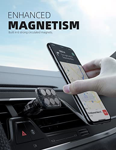 Lamicall Magnetic Phone Holder for Car, [6 Strong Magnets] Car Phone Holder Mount, Cell Phone Holder for Car, iPhone Car Holder Compatible with All Smartphone