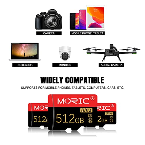 512GB Micro SD Card (Class 10 High Speed) Memory Card for Cameras,Drone,Dash Cam,Camcorder,Surveillance,Smartphone