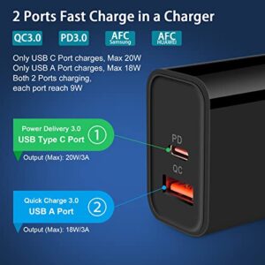 Type C Fast Charger for Google Pixel 7 Pro 7 6a 6 Pro 6 5a 5G 5 XL 4a 4 XL 3a,Samsung Galaxy A14 A13 5G A53 S22 S23, 38W Auto Car Charger Plug,20W PD&QC3.0 Wall Power Adapter, 6FT USB C Charging Cable