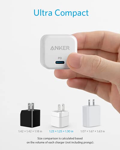 USB C Charger, Anker 20W Fast Charger with Foldable Plug, PowerPort III 20W Cube Charger for iPhone 14/14 Plus/14 Pro/14 Pro Max/13, Galaxy, Pixel 4/3, iPad/iPad Mini, and More (Cable Not Included)