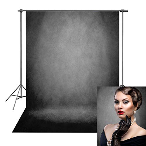 Black Abstract Portrait Backdrop Black Gray Solid Color Photography Background Adult Professional Portrait Studio Booth Props 5x7FT