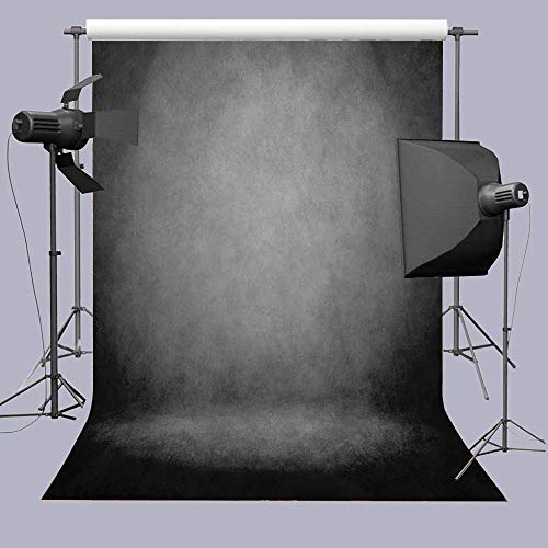 Black Abstract Portrait Backdrop Black Gray Solid Color Photography Background Adult Professional Portrait Studio Booth Props 5x7FT