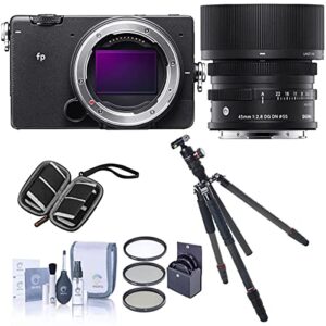 sigma fp mirrorless digital camera with 45mm f/2.8 dg dn contemporary lens, bundle with fotopro x-go max carbon fiber tripod & filter kit