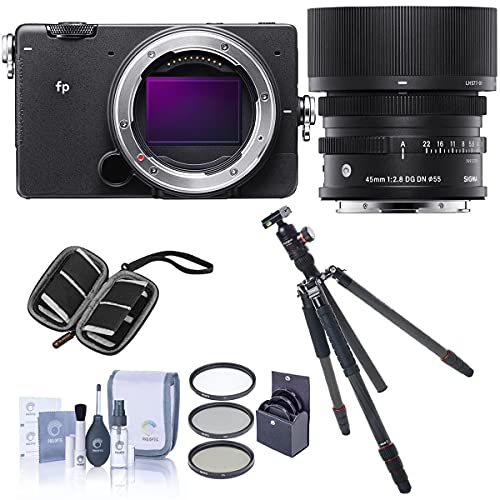 Sigma fp Mirrorless Digital Camera with 45mm f/2.8 DG DN Contemporary Lens, Bundle with FotoPro X-Go Max Carbon Fiber Tripod & Filter Kit