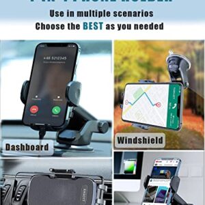 KASOTT Cell Phone Holder Mount for Car - Dashboard Windshield Air Vent Desk Universal 4 in1 Strong Suction Cup Long Arm, Compatible with iPhone, Samsung, Android and All 4-7" Smartphones