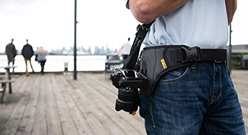 Cotton Carrier Slingbelt with Tether for One Camera. Camera Harness for Hiking and Traveling for Hands-Free Carrying