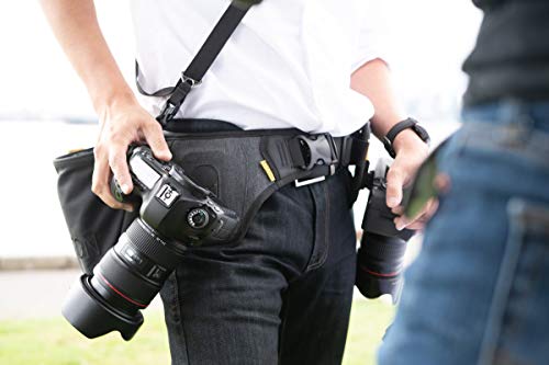 Cotton Carrier Slingbelt with Tether for One Camera. Camera Harness for Hiking and Traveling for Hands-Free Carrying