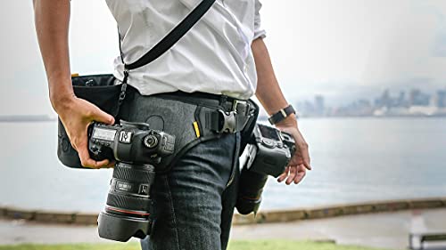 Cotton Carrier Slingbelt with Tether for One Camera. Camera Harness for Hiking and Traveling for Hands-Free Carrying