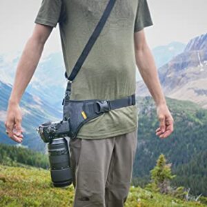 Cotton Carrier Slingbelt with Tether for One Camera. Camera Harness for Hiking and Traveling for Hands-Free Carrying